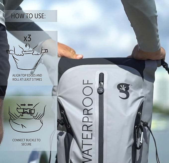 geckobrands Paddler 30L Waterproof Backpack – Durable PVC Tarpaulin Bag for Extreme Conditions