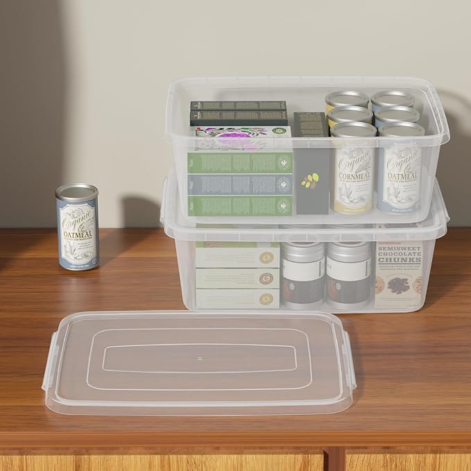 Sandmovie 14 Quart Latch Containers with Lid Clear Latching Box 4 Packs