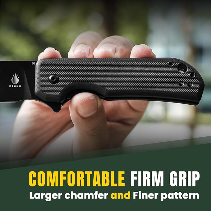 Kizer Nice Guy Pocket Folding Knife 2.84” D2 Steel Blade knives G10 Handle Small EDC Knife Liner Lock Flipper Knives for Men Women Sharp Camping Hiking Hunting Survival Knives V3011M1