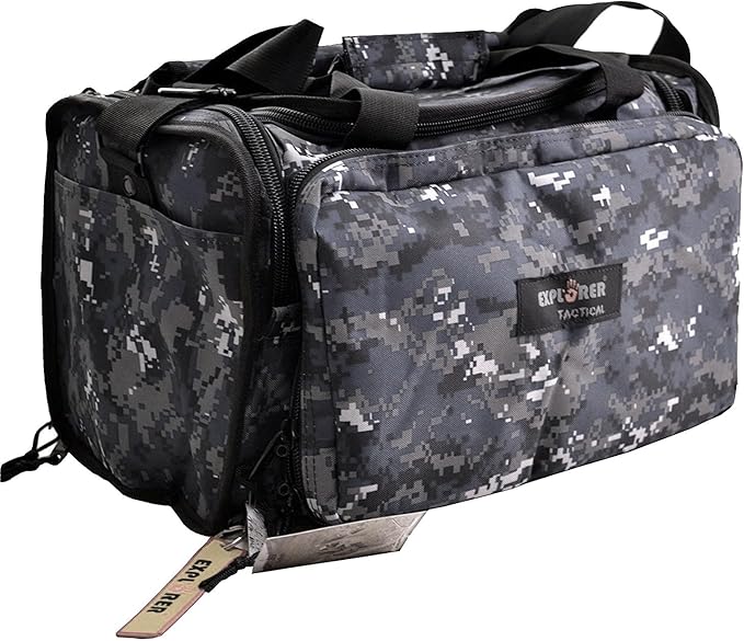 Explorer Large Padded Deluxe Tactical Range Bag Rangemaster Gear Tactical Assault Sling Pack Range Shoulder Camera Bag Modular(Black Camo Color)