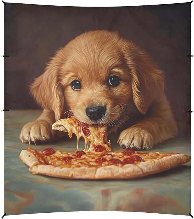 ALAZA Puppy Eat Pizza Beach Tent Sun Shelter Portable Canopy Sunshade for Outdoor Camping Picnics Backyard Fun 10x9 ft