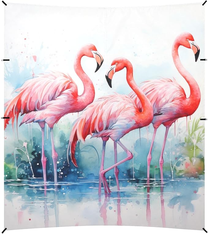 ALAZA Three Pink Flamingos Beach Tent Sun Shelter Portable Canopy Sunshade for Outdoor Camping Picnics Backyard Fun 10x9 ft