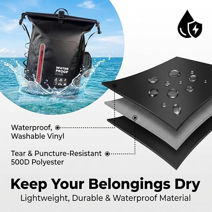 Dry Bag Waterproof 25L-Floating&ampLightweight Bags for Women Waterproof Backpack for Kayaking Boating FishingPaddle boarding Camping HikingRoll-Top Seal&ampAdjustable Shoulder Straps