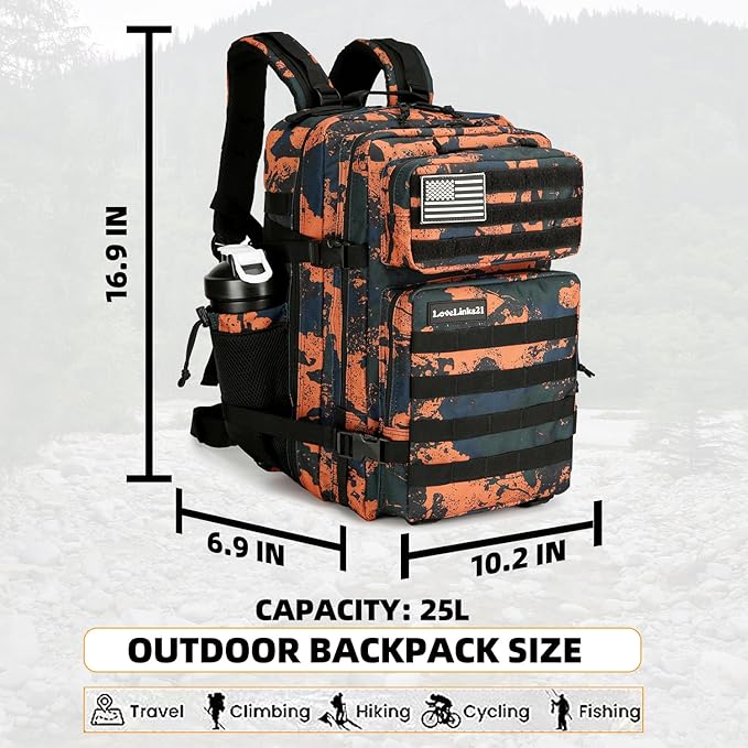 25L Tactical Backpack for Men and Women Military Backpack Small Assault Pack Molle Backpack Bug Out Bag Travel Rucksack Daypack (Mars Camo)
