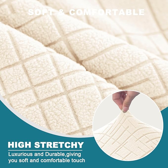 KRFOONN RV Dinette Cushion Covers Stretch Camper Cushions Covers Replacement Couch Cushion Slipcovers Washable Loveseat Slipcovers for Travel Trailer Couch (2 Backrest Cover &amp 2 Bench Cover T6)