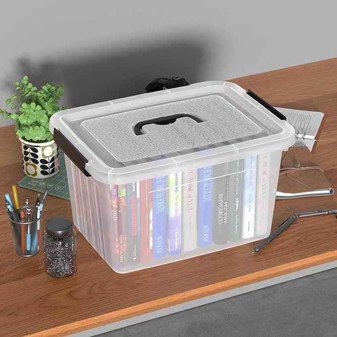 18 Quart Clear Plastic Storage Latching Bin with Lids Latch Box with Handle 4 Packs