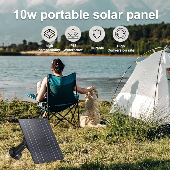 10W Trail Camera Solar Panel 10400mAh Built-in Battery 12V/0.8A &amp 5V/1.5A Output IP66 Waterproof High-Efficiency Power Durable Solar Charger Supply for AP Router Outdoor Wildlife Monitoring
