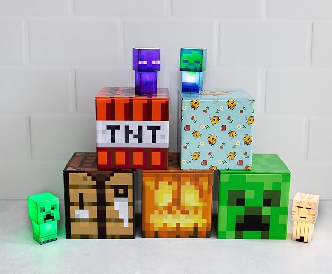 Toynk Minecraft 4x4 Inch Tin Storage Box Set of 5 | Bee | Creeper | TNT | Table | Jack