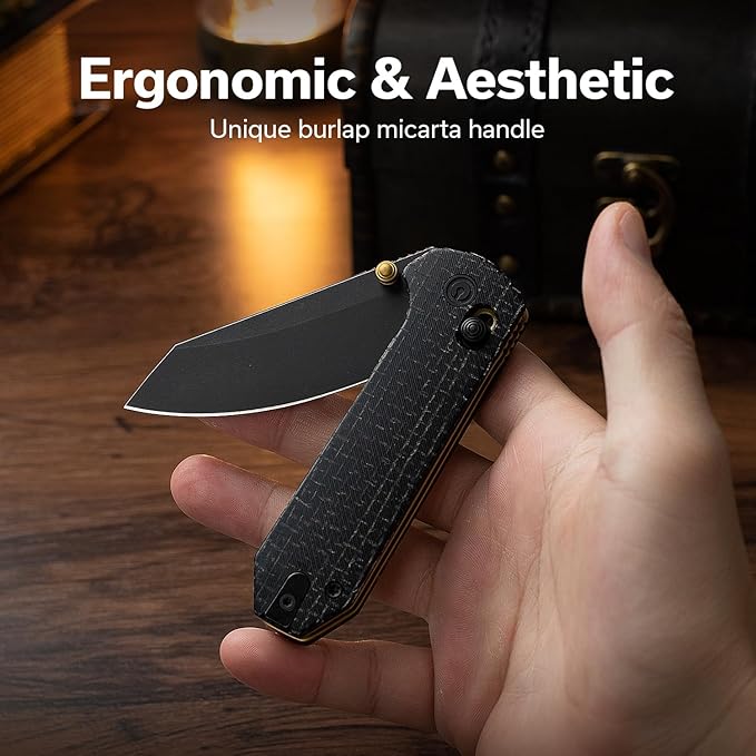 CIVIVI Yonder Folding Pocket Knife for EDC Crossbar Lock Knife with 2.88 14C28N Blade Micarta Handle Small Lightweight Knife Gifts for Men Women Camping Hiking Designed by Zac Whitmore C23073B-2