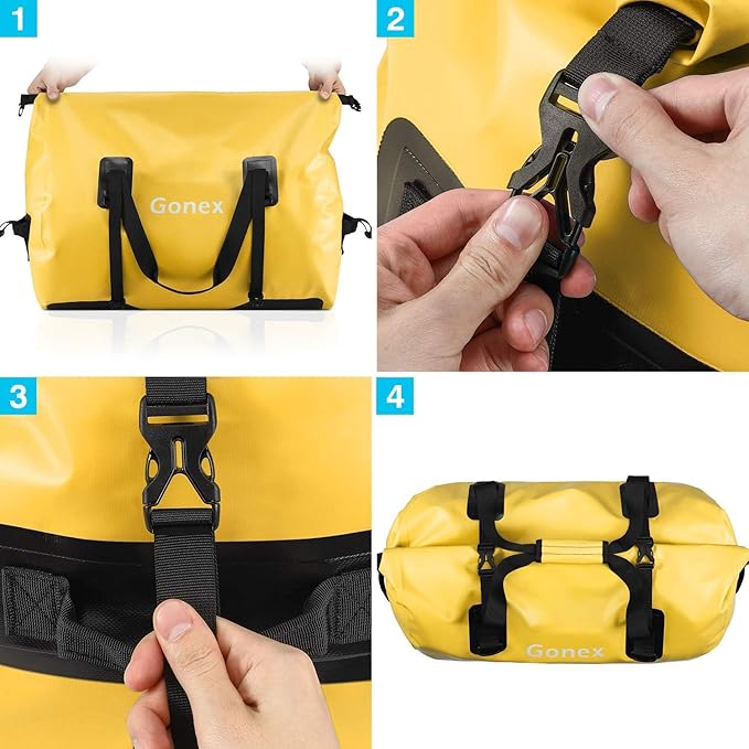 Gonex 40L 60L 80L Extra Large Waterproof Duffle Travel Dry Duffel Bag Heavy Duty Bag with Durable Straps &amp Handles for Kayaking Paddleboarding Boating Rafting Fishing