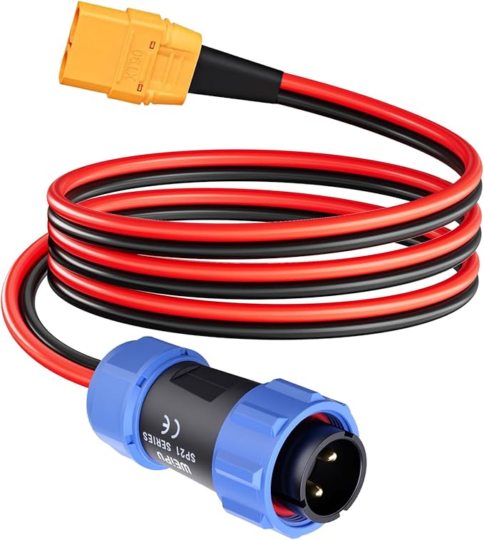 ELFCULB Aviation Plug to XT90 Cable 12AWG XT90 Female Connector to Aviation Male 12V Charing Cable Compatible with Portable Power Station AC200MAX/AC200P New 2-Pin(6FT)