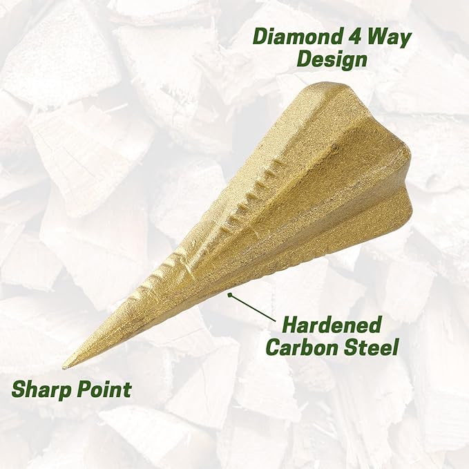 Wood Splitting Wedge 4 LB Manual Log Splitting Tool Heavy Duty 4-Direction Steel Splitter for Tree Felling Wood Chopping Land Management