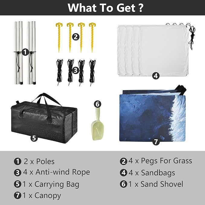 ALAZA Wolf Howling at Night Beach Tent Sun Shelter UPF50+ Protection Beach Shade Canopy w/ 4 Sandbags for Outdoor Camping Fishing Backyard Fun Picnic 10x9 ft