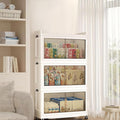472QT Stackable Storage Bins with Lid118Gal Closet Organizers and Plastic Cabinets Shelves Collapsible Drawers with PET Clear Doors Foldable Boxes with Wheels for Home Office 3Pack