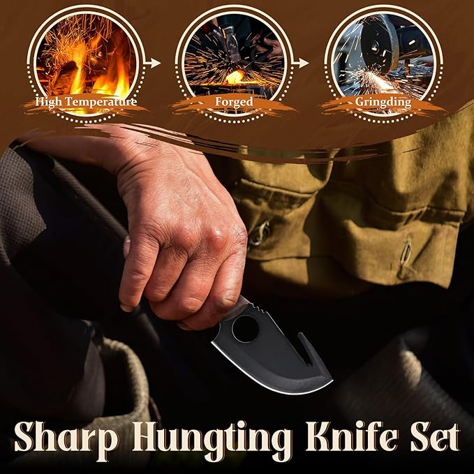 Purple Dragon Fixed Blade Outdoor Knives Set Bundle with a Multi-Tool Camping Axe with Pick High Carbon Steel Specialist and Precision Knife Field Utility Kit Christmas Gifts for Men