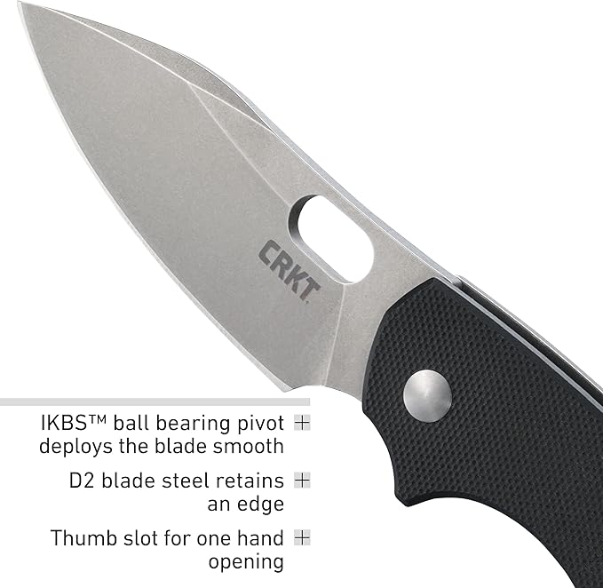 CRKT Pilar III EDC Folding Pocket Knife:D2 Blade Steel Compact Everyday Carry Satin Blade with Finger Choil Thumb Slot Open Frame Lock Stainless Handle Reversible Pocket Clip 5317D2