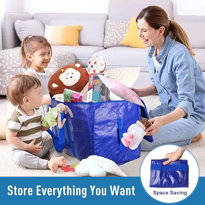 Extra Large Moving Bags with Zippers &amp Carrying Handles Heavy-Duty Storage Tote Moving Boxes for Space Saving (4)