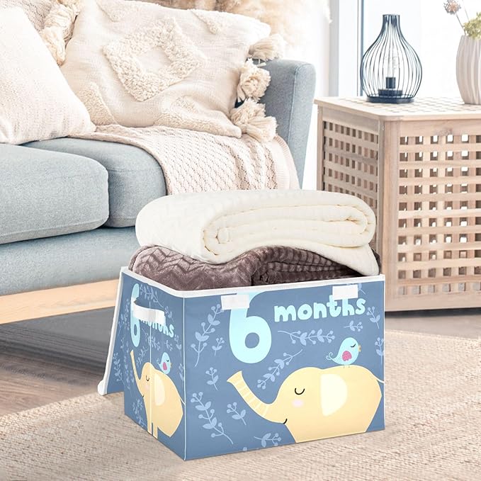 6_months Storage Bins with Lid Stackable Organization Storage Fabric Storage Bin for Home Studyroom Office Basket