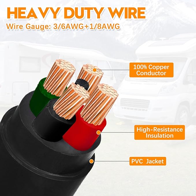 50 Amp Generator Cord 25FT and Power Inlet Box NEMA 14-50P Male to SS2-50R 125/250V Twist Lock Connector with Pre-Drilled NEMA SS2-50P Generator Inlet Box for Generator to House
