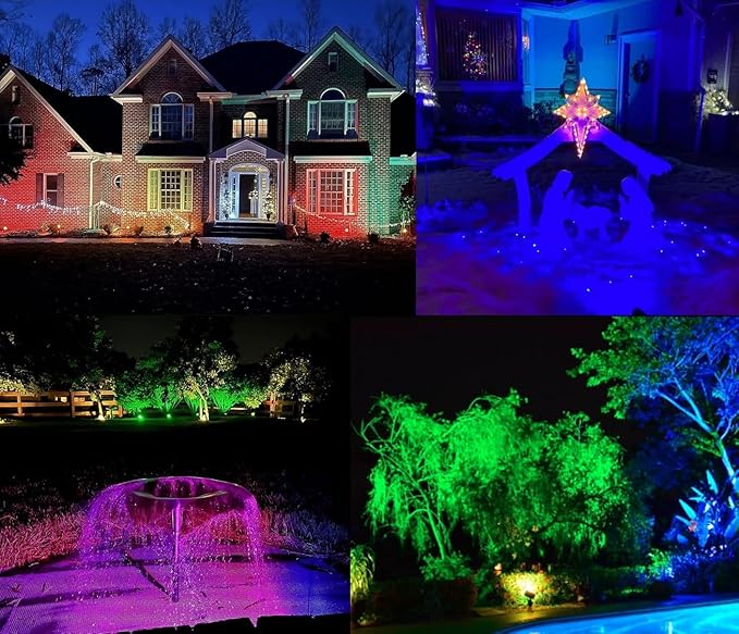 TOVEENEN Color LED Outdoor Landscape Spotlight - 120V 12W Waterproof Spot Lights for Christmas Halloween Yard House 2 Pack