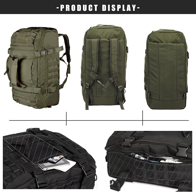 Miramrax Travel Duffle Bag Backpack for Men - Large Tactical Bags Weekender Gym Bag for Overnight Traveling Military Workout Deployment Sports (Green 45L)
