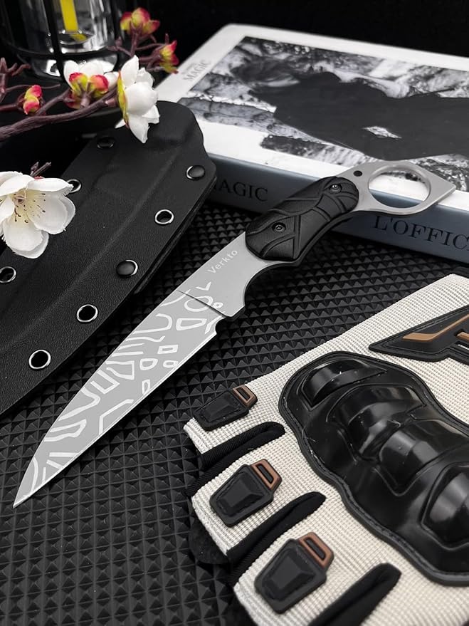 Fixed Blade Knife Full Tang 7Cr13Mov Blade G10 Handle Claw Knife for Outdoor Camping Survival Hiking EDC Tool with Sheath