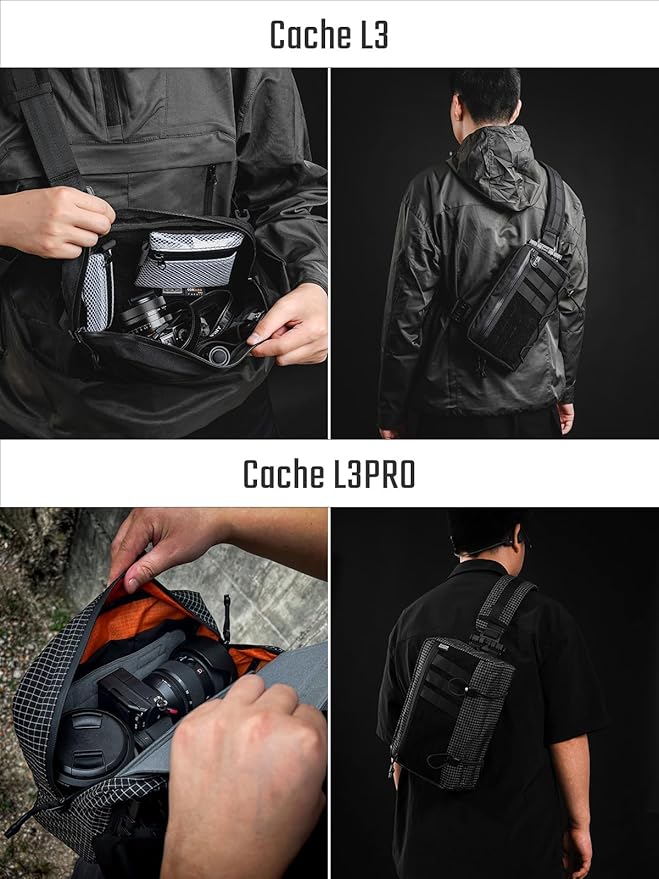 TACTICAL_GEEK L3 Pro EDC Crossbody Bag Chest Bag with Adjustable StrapDaily Carry Sling Pack Large Capacity Daypack Organizer for Camera Drones(T60 Black Silver)