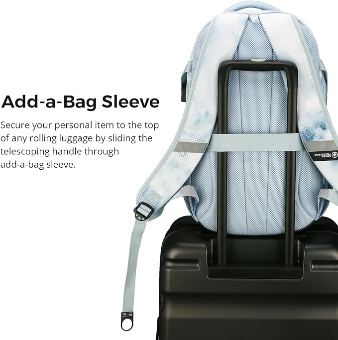 Swissdigital Laptop Backpack with USB Charging Port Travel Backpack Fits 15.6 inches Computer 31L Backpack for Men Polka Blue | SD803-105