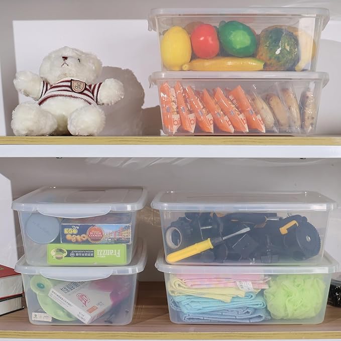 4-Pack Plastic Storage Bins with Latching Lids 14 L Plastic Clear Storage Box
