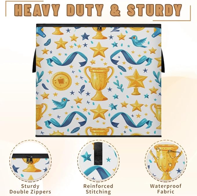 Trophies Large Storage Bags Championship Trophy Large Blanket Clothes Storage Containers Foldable Thick Fabric Storage Bags Comforter Organization And Storage With Handle Storage Bin With Zipper Lids