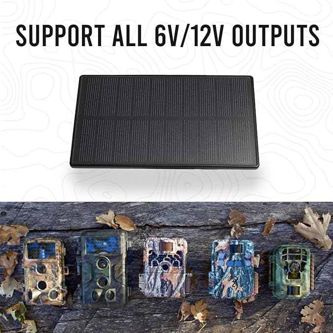 Trail Camera Solar Panel - Power Horse 6V/12V Solar Panel Kit with 5200mAh Battery for Hunting Camera 1.7/2.1mm DC Connectors Fits Most Solar Panel for Trail Cam