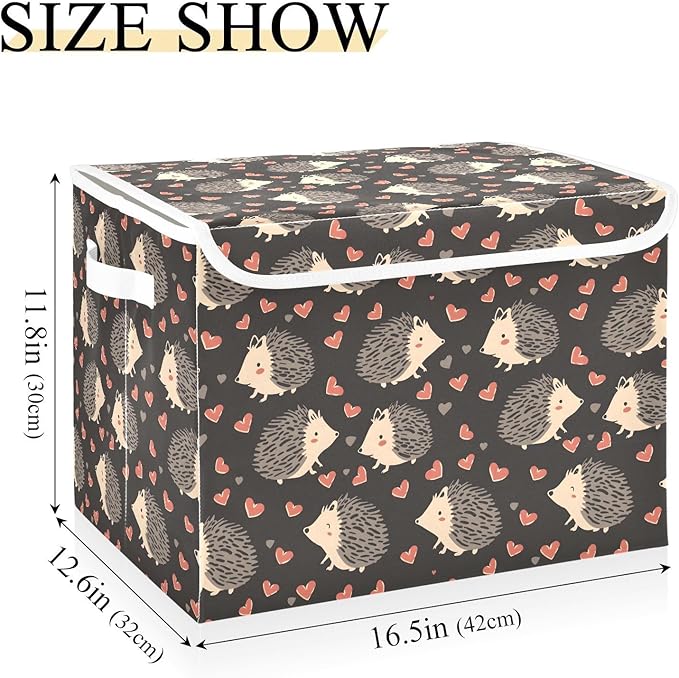 MNSRUU Containers Baskets with Lids Lovely Hedgehog Foldable Storage Bins Organizer with Lid Collapsible Storage Boxes for Home Bedroom Closet Office