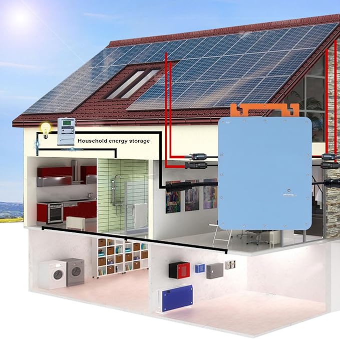 Yunseity Solar Micro Inverter 2000W Single Phase Kit WiF Control Meter Maximum Power Point Tracking Aluminum Alloy IP66 Water Proof 22V-48V MPPT (US Plug 120V)