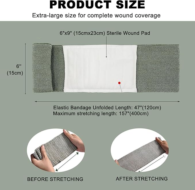 Israeli Emergency Bandage 6 4Pack Compression Bandage Trauma Wound Dressing Sterile Vacuum Sealed Packaging for Bleeding Control Medical Trauma Kit Combat Tactical First Aid IFAK Supplies