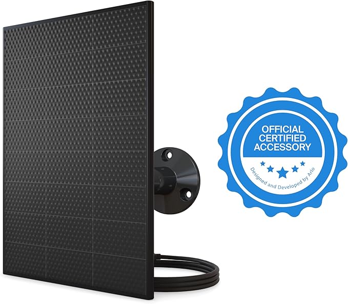 Arlo Solar Panel Charger (Black) Arlo Certified Accessory Weather Resistant Easy Install (2025 Released) Works with: Essential Series Go 2 Pro 3/4/5S/6/6 XL Ultra Series Wireless Floodlights