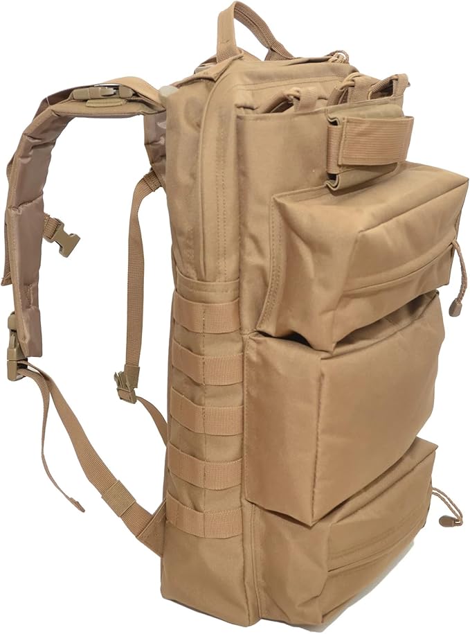 Tactical Backpack Range Bag Hydration Water Bladder Outlet Magazine Pouches 5 Compartment for Range Bag Bug Out Hiking (Beige)