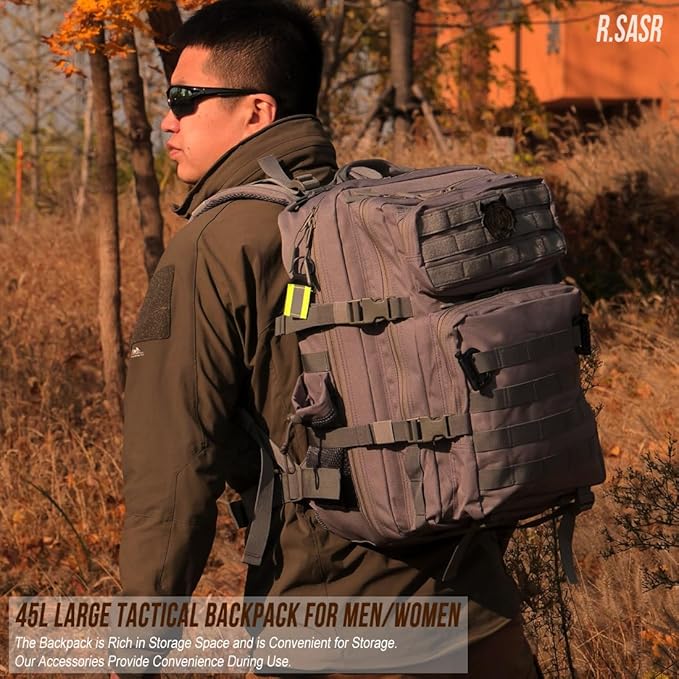 45L Tactical Backpack for Men Women Military Assault Pack with MOLLE Large 3 Day Bug Out Bag for Hiking Camping