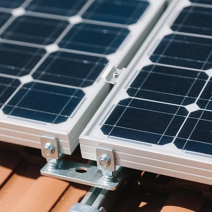 60 PCS Solar Panel Mid Clamps Solar Panel Bracket Aluminum Solar Mid Clamp for Solar Panel Mount 2 x 0.6 x 1.1 inch