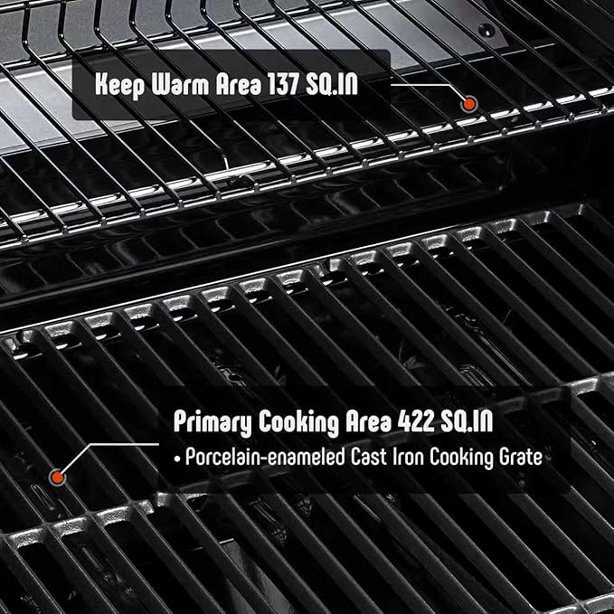 Feasto Propane Gas Grill 36000 BTU Outdoor Patio BBQ Porcelain-Enameled Cookbox &amp Porcelain-Enameled Cast-Iron Grates 559 Sq. In. Black (Black 4) (Stainless Steel)