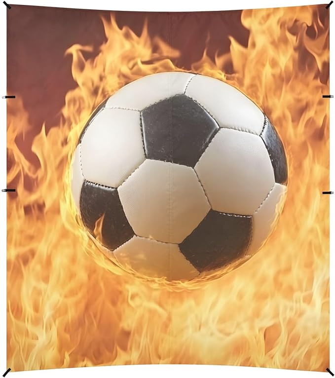 ALAZA Fire Background Football Beach Tent Sun Shelter Portable Canopy Sunshade for Outdoor Camping Picnics Backyard Fun 10x9 ft