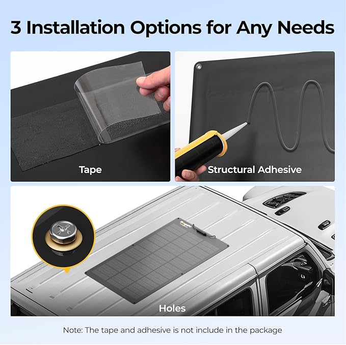 BougeRV Upgrade Arch 100W N-Type Fiberglass Flexible Solar Panel 24 Volts 16BB Mono Cell 25% High-Efficiency 270° Lightweight Compact for RV Boat Marine Camping Home Curve Surface Black