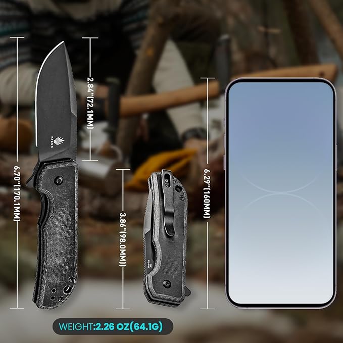 Kizer Nice Guy Pocket Folding Knife 2.84 Nitro V Blade Lightweight Sharp Camping and Hiking Knife Comfort Micarta Handle Liner Lock Flipper knives V3011A3