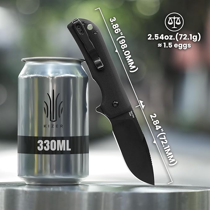 Kizer Nice Guy Pocket Folding Knife 2.84” D2 Steel Blade knives G10 Handle Small EDC Knife Liner Lock Flipper Knives for Men Women Sharp Camping Hiking Hunting Survival Knives V3011M1