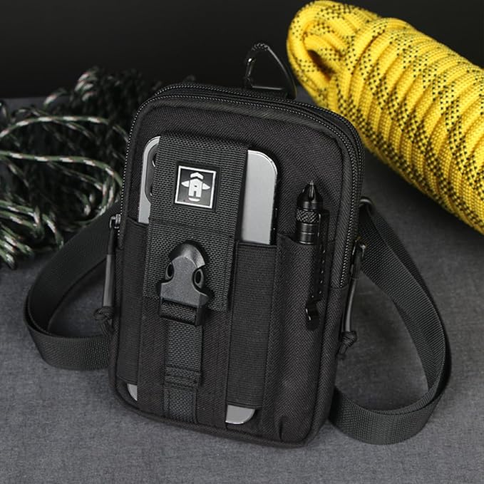 Universal Outdoor Tactical Molle Pouch EDC Waist Bag Pocket Organizer for Less Than 9 Smartphone (B)