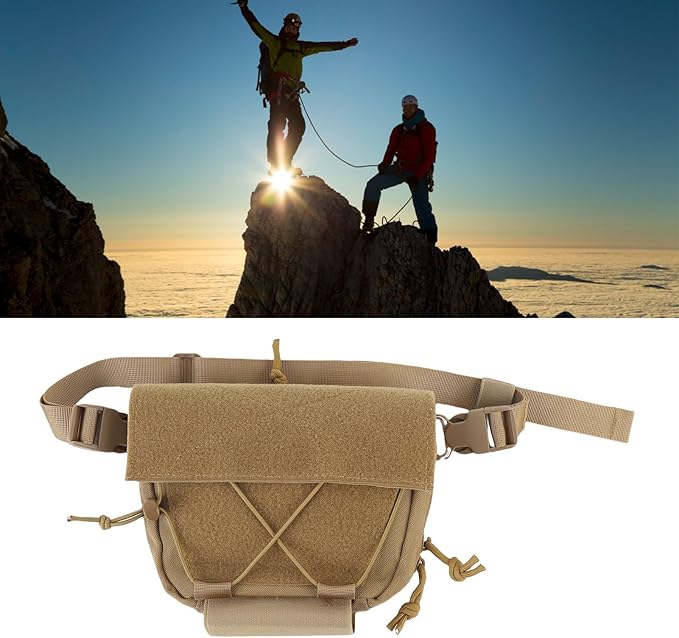 Hiking Fanny Pack Drop Pouch Oxford Cloth Sub Abdominal Carrying Kit Bag Utility Tool Pouch Fanny Pack for Chest Rig Vest (Khaki)