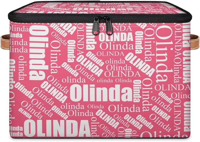 Closet-Storage-Bins with Lids Handle Customized Peach Baby-Keepsake-Box Cube Collapsibl Stackable Storage Bin for Kids-Boys-Girls-Toys
