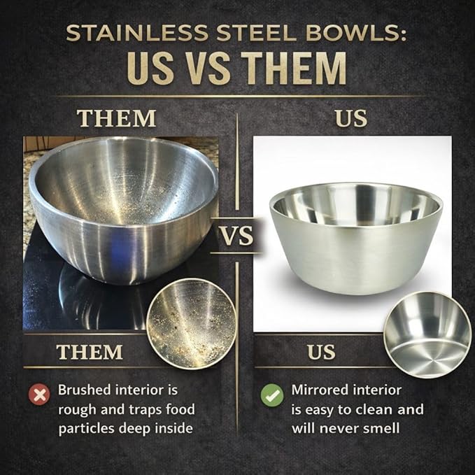 Stainless Steel Insulated Bowls for Kids and Adults - 20 Oz Double Wall Metal Bowls for Ice Cream Soup Cereal Snack Rice Dish Camping Bowl (Stainless Steel)