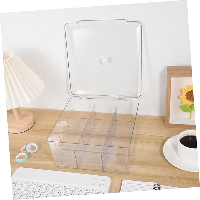 Cabilock 9grids Compartment Storage Box Plastic Display Case for Accessories Dustproof Jewelry Organizer