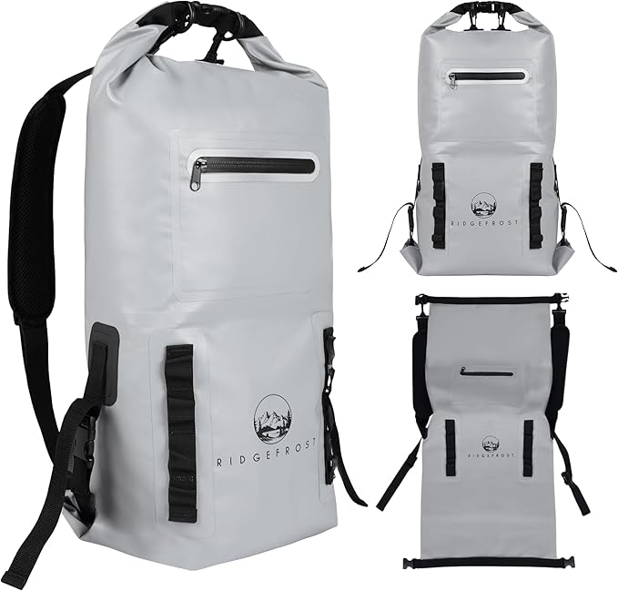 Ridgefrost 20L Dry Bag | Waterproof w/2 Compartments | Dry Bag for Beach &amp More | Lightweight Roll-Top &amp Roll-Bottom backpack