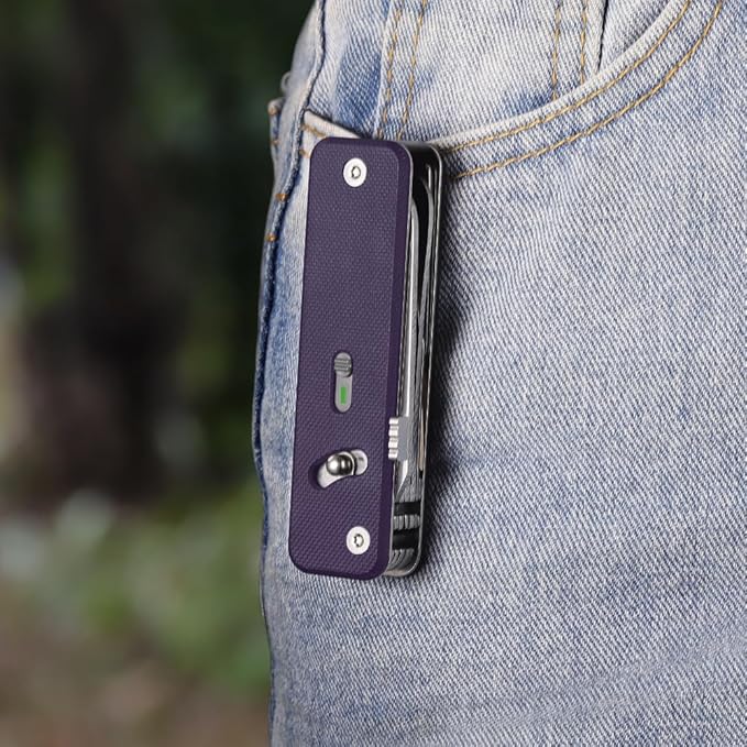 ROXON S503G 9 in 1 Mini Multi Tool EDC Pocket Knife Multitool with G10 HandleScissorsScrewdriverThreaderAwl Flat ScrewdriverRulerTweezers for Outdoors Fishing CampingGifts for Men (Purple)